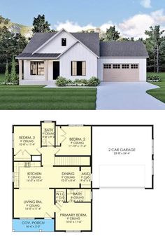 1,200 Sq Ft New American Cottage-Style House Plan with 5 Bedrooms, Front Porch, and Open Living Area Small American House Design, Small House Floor Plans 3 Bedroom, 200 Sq Ft House Plans, Small American House, Living Area Floor Plan, Cottage With Front Porch, American Style House Design, House American Style, Small Home Floor Plans