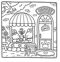 Little Corner Coloring Pages, Colouring Pages For Adults Easy, Little Corner Coloring Book, Room Coloring Pages, Aesthetic Coloring Pages, Kawaii Coloring Pages, Coco Wyo, Ipad Painting, Bobbie Goods