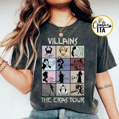 Vintage Disney Villains Eras Tour Shirt, Disney Villians Shirt, Bad Witches Villains Shirt Disney Villain Family Shirts, Villain Disney Shirts, Disney Villains Cricut, Disney Villains Shirt Ideas, Disney Villains Shirt, Adult Disney Shirts, Disney Evil Queen Shirt, Makeup Shirts, Disney Villain Shirt