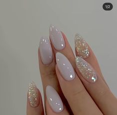 Nails Wedding, Layered Haircut, Nails French, Sparkly Nails, Neutral Nails, Bridal Nails, Classy Nails, Pretty Acrylic Nails, Fancy Nails