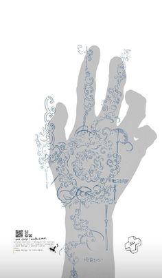 a drawing of a hand with flowers on it