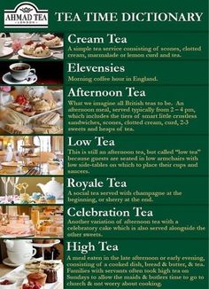 the menu for tea time dictionary