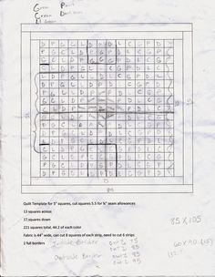 a sheet of paper with numbers on it and some type of graphing in the middle