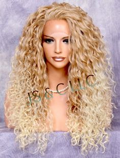 Human Hair Blend Lace Front Wig curly Long Heat OK Mono Part Blonde mixed RBDY Drag Wigs, Full Lace Front Wigs, Hair Dyes, Spiral Curls, Blonde Tones, Hair Balayage, Pretty Stuff, Pale Skin