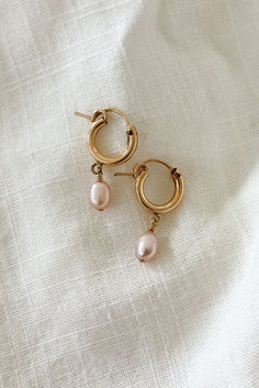 Pink Freshwater Pearl Huggie Hoops Fresh Water, Freshwater Pearls, Final Sale, Gold Filled, Light Pink, Pink, Gold, Color