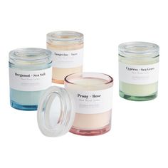 three different types of candles sitting next to each other