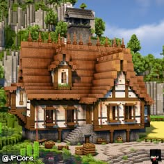 Need Minecraft ideas and inspiration, find it here! Miners House Minecraft, Medival House Ideas Minecraft, Minecraft Tudor House, Minecraft Buildings Houses, Minecraft Manor House, Medevil Minecraft Houses, Best Minecraft Houses, Unique Minecraft Houses, Medieval Minecraft Houses