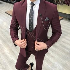 Mens Tuxedo Suits Black TrouserJacketVest Coat Suit | Etsy Celebrity Fits, Tuxedo Prom, Grey Suits, Man Blazer, Burgundy Suit, Fairy Wedding, Professional Men, Suit Material