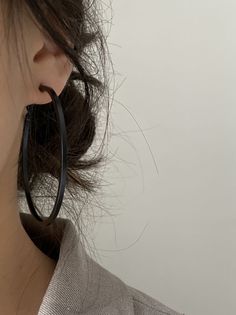 Original Solid Large Circle Earrings BLACK-M Trendy Black Hoop Jewelry, Trendy Black Hoop Earrings As Gift, Everyday Black Hoop Earrings, Trendy Black Hoop Earrings For Gift, Black Hoop Earrings For Everyday, Black Everyday Hoop Earrings, Modern Black Hoop Earrings, Trendy Black Everyday Earrings, Minimalist Black Single Earring