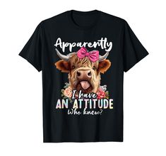 a cow wearing a pink bow on its head with the words apparently i have an attitude to