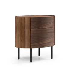 the side table is made from wood and has two drawers, one with black legs