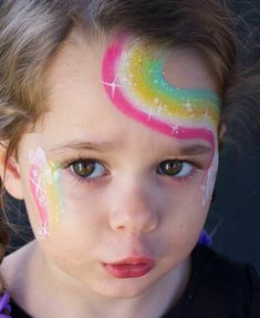 Rainbow Face Paint, Mime Face Paint, Face Painting Ideas, Professional Face Paint, Rainbow Face, Unicorn Crafts