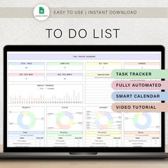 a laptop computer sitting on top of a desk with the text to do list above it