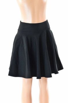 19" Black Zen Soft Knit Skater Skirt Full Circle Stretchy Plush -152477 Casual Solid Mini Skirt With Wide Waistband, Black Stretch Skort With Solid Color, Fitted Skort With Flared Skirt In Solid Color, Stretch Elastane Mini Skort, Stretch Elastane Lined Mini Skirt, Stretch Elastane Mini Skirt With Lining, Stretch Mini Skort In Elastane, Fitted Black Skort, Elastane Mini Length Skort