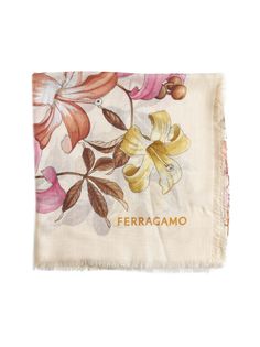 ->cashmere, 100% Ferragamo Scarf, Hibiscus Print, Makeup Travel Case, Cashmere Shawl, Ferragamo Shoes, Beauty Accessories, Print Logo, Bridal Shoes, Italian Design