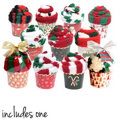 there are many cupcakes that have been made to look like christmas decorations