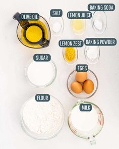 the ingredients to make an egg muffin are shown