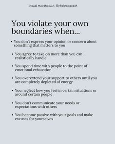 Credit: thebraincoach  Recognize when you've crossed your boundaries and commit to stopping. This pin encourages self-awareness and self-care by promoting healthy boundaries. Respect your limits and prioritize your well-being. Learn to say no and honor your boundaries to maintain emotional and mental health. Embrace assertiveness and empower yourself to protect your personal space and values. 🌿💖 How To Maintain Healthy Relationship, Self Respect Tips, Importance Of Boundaries, How To Stop Getting Attached Easily, Creating Healthy Boundaries, How To Build Boundaries, Healthy Friendship Boundaries, Boundaries Responses, Boundaries With Self