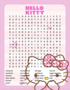 a hello kitty word searcher is shown in this screenshoto image, with the words hello kitty on it