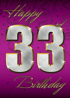 the number three in gold and silver on a purple background with happy 35th birthday lettering