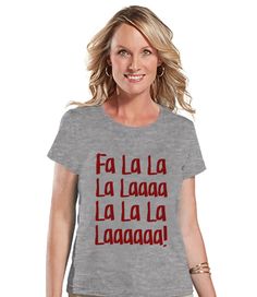 Fa La La Music - Women's Christmas Shirt - Ladies Holiday Top - Grey Tee - Winter T Shirt - Fun Holiday T-Shirt - Holiday Gift For Her Feast Mode Shirt, Black Friday Shirts Funny, Black Friday Shopping Shirts, Black Friday Shirts, New Years Eve Shirt, Outfits New Year, Funny New Year, Food Shirt, New Years Shirts