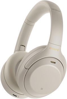 the sony headphones are white and have gold lettering on them, but they're not