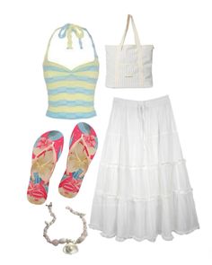 #summerstyle #summertops #summertime #summerdress #skirtfashion #fashion #style #spring #beachlife #beach #shells #flipflopseason #totebagpattern #summeraesthetic #aesthetic #aestheticoutfit #aestheticstyle #coachellaoutfit #coastal #coastalstyle Cute Tropical Outfits, Tropical Core Outfit, Y2k Beach Outfit, Outfits For Sunday, Beach Clothes Aesthetic, Beach Skirt Outfit, Outfits With White Skirt, H2o Outfits, Summer Outfits For Vacation