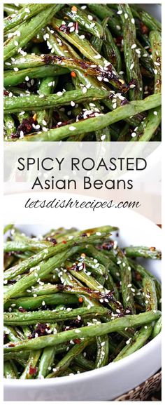 Spicy Roasted Asian Green Beans Asian Green Beans Recipe, Asian Green Bean Recipes, Spicy Soy Sauce, Asian Green Beans, Spicy Green Beans, Green Beans Recipe, Roasted Green Beans, Beans Recipe, Fresh Green Beans