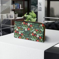 For carrying around all your credit cards, cash, and other essentials - look no further than this gorgeous vintage aesthetic strawberry fields motif zipper clutch wallet. Made with cruelty-free faux leather, this wallet comes packed with utility and style. Truly a design that will prove to be a daily staple that is unique and full of character, just like you! Strawberry Fields Wallet, Cottagecore Strawberries Zipper Clutch Wallet, Retro Vintage Farm Girl Aesthetic, Cottage Witch Aesthetic Wallet Farm Girl Aesthetic, Aesthetic Wallet, Cottage Witch Aesthetic, Aesthetic Strawberry, Americana Aesthetic, Aesthetic Cottage, Cottage Witch, Zippered Clutch, Motif Vintage