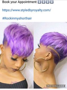 Short Haircuts with Undercuts for Extra Edge Short Colored Pixie Hair Black Women, Blue Pixie Haircut Black Women, Dyed Pixie Cut Black Women, Purple Short Hair Black Women, Colored Pixie Hair Black Women, Short Hair Weave, Rihanna Haircut, Pastel Pixie Hair, Coloured Pixie Cut