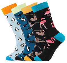 PRICES MAY VARY. Materials: 75% cotton, 15% nylon, 10% spandex, soft, comfortable, stretchy and breathable. DRESS SOCKS SIZE: Unisex. Fit for mens US 7-13,women US 7-14. suitable for all seasons,especially spring and autumn. ANIMAL PATTERN: Funny and Cute Penguins, Flamingos, Cool Sharks, Sloths pattern; bright and cool looking, anyone who receive it will absolutely fall in love with it! They are Moisture wicking, ventilation, smell free, medium thickness, soft touch and durability, hold up well Sloth Socks, Long Dress Patterns, Tegucigalpa, Sock Animals, Patterned Dress, Socks For Men, Striped Socks, Patterned Socks, Colorful Socks