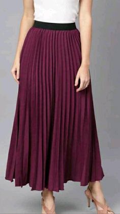 Pleated Skirt Plus Size, Maroon Skirt, Western Skirts, Burgundy Skirt, Maxi Skirt Outfits, Latest Skirts, Buy Skirts, Feminine Women