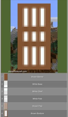 an image of a house in minecraft with the words, white chief and brown door