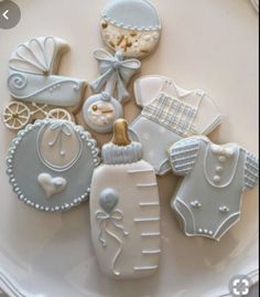 baby shower cookies on a white plate