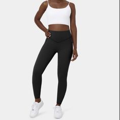 Halara Socinched High Waisted Tummy Control Side Pocket Shaping Training Ultrasculpt Leggings. Nwt. Black. Xs (0/2). 7/8 Length Fitted Black Bottoms With Crossover Waistband, Black Fitted Bottoms With Crossover Waistband, Black Yoga Bottoms With Crossover Waistband, Pocket Leggings, Black Xs, Side Pocket, Pant Jumpsuit, High Waist, Pants For Women