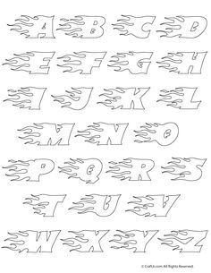 the letters and numbers are drawn in black ink on white paper, with different shapes