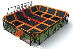 an indoor trampoline is shown in this rendering