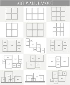 the different types and sizes of wall layouts for each room in an apartment or home