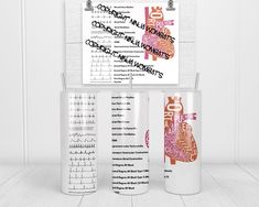 a poster on the wall next to two cups and a ruler with words written in it