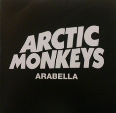 the arctic monkeys logo is shown on a black background with white lettering that reads, arctic monkeys