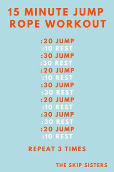 the 15 minute jump rope workout is shown in red and blue, with instructions for how to