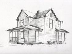 a drawing of a large house on a white background