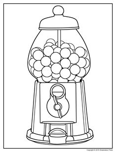 a drawing of a gummy machine with lots of balls in it and a key on the top