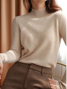 autumn winter chic bottom sweaters women fashion turtleneck pullover slim cashmere 2024 knitted Bank Job, Neue Outfits, Elegante Casual, Brown Pants, Mode Inspo, 가을 패션, Casual Style Outfits, Mode Inspiration, Work Fashion