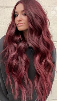 Deep Auburn Hair Color, Maroon Hair Color, Deep Auburn Hair, Hair Color Swatches, Raspberry Wine, Voluminous Waves, Maroon Hair, Wine Red Hair, Wine Hair