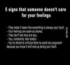 a black background with the words 5 signs that someone doesn't care for your feelings