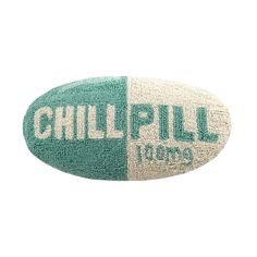 a green and white ball with the words chillpill on it's side