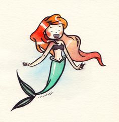 a drawing of a mermaid with red hair