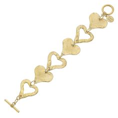 Susan Shaw Linked Heart Toggle Bracelet Heart Toggle Necklace, Susan Shaw, Bracelets For Sale, Toggle Necklace, Jewelry Accessories Ideas, Toggle Bracelet, Stacked Jewelry, 24kt Gold