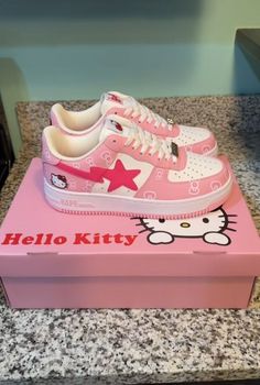 hello kitty #sneakers Hello Kitty Bape, Hello Kitty Sneakers, Mode Harajuku, Bape Shoes, Hello Kitty Room Decor, Movie Bloopers, Hello Kitty Gifts, Pretty Sneakers